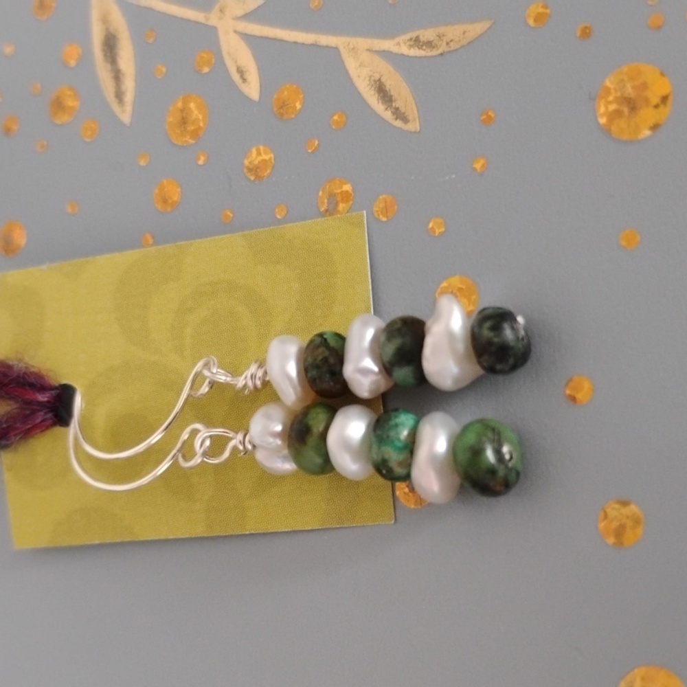 Elegant Keshi Pearl And Turquoise Earrings